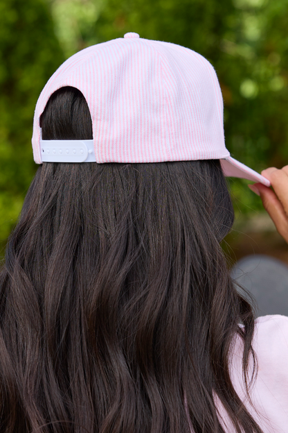 Pink Striped Mama Trucker Hat