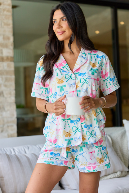 Cozy Crush Pajama Shorts - Take A Bow Multi Pastel