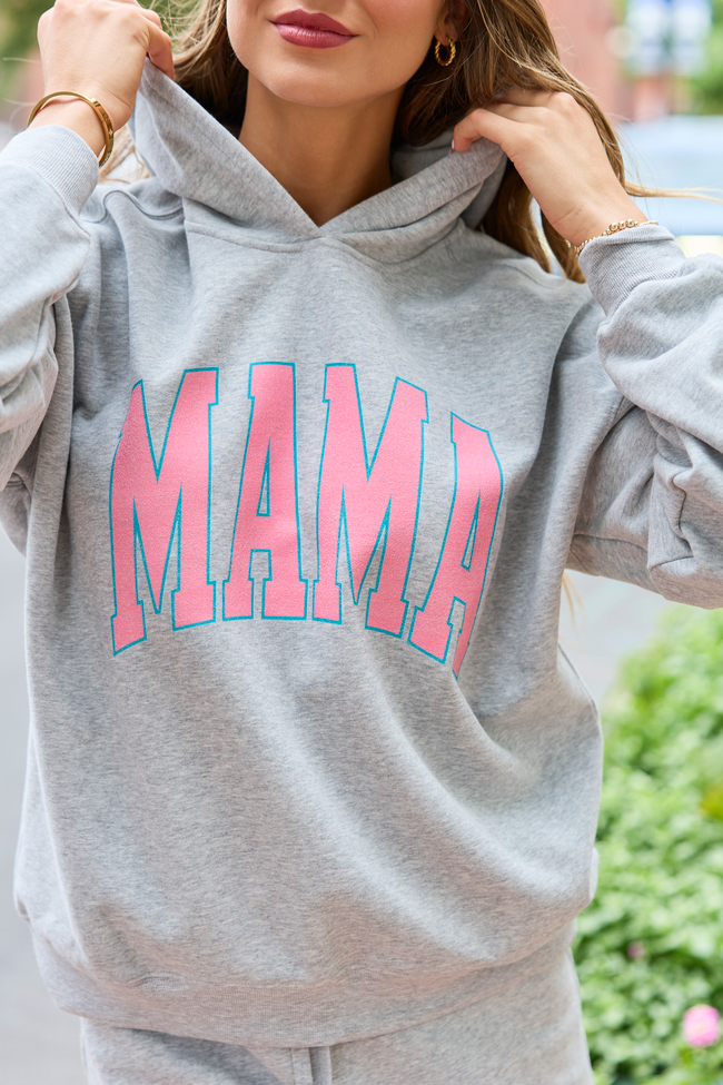 Mama Block Light Grey Graphic Hoodie