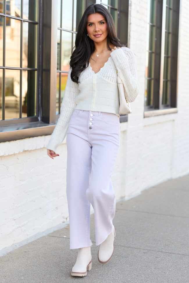 Malia Lilac Purple High Rise Wide Leg Jeans