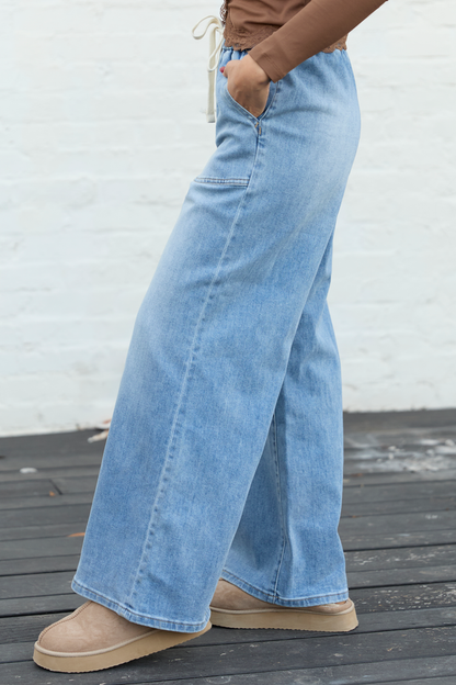 Lottie Wide Leg Cropped Tie Jeans