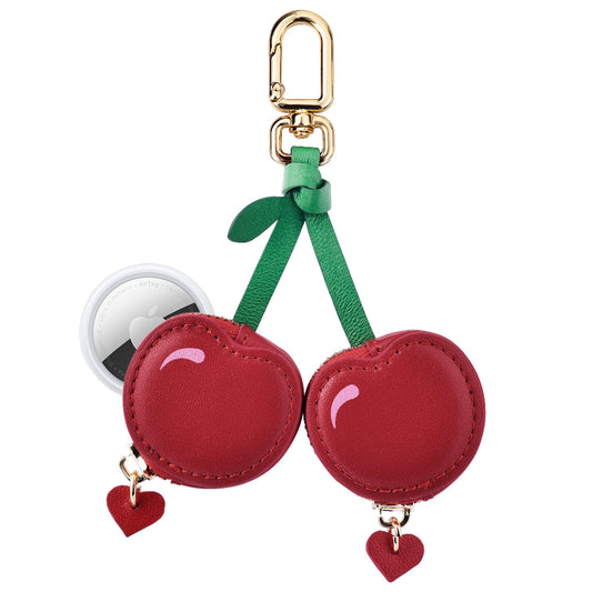 Cherry Leather Bag Charm for Airtag®