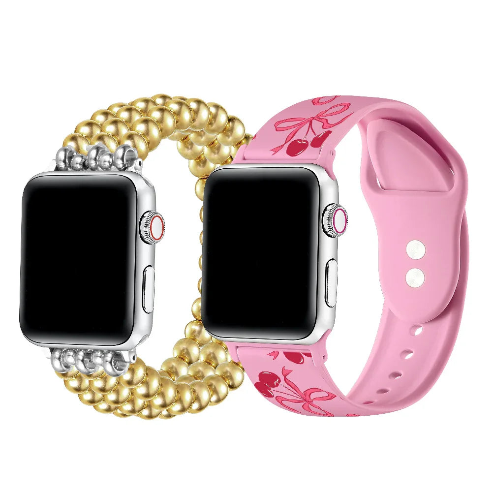 2-Pack Beaded + Cherry Silicone Bands for Smartwatch