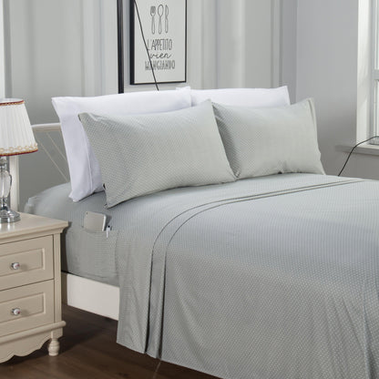 Elegant Comfort 6-Piece Polka Dot Printed Sheet Set - Soft as a Hotel Premium Quality