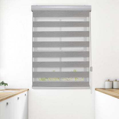 Elegant Comfort Corded Zebra Blinds, Dual Layer Window Treatments Sheer Light Control