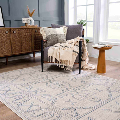 Divya Cream & Silver Blue Area Rug