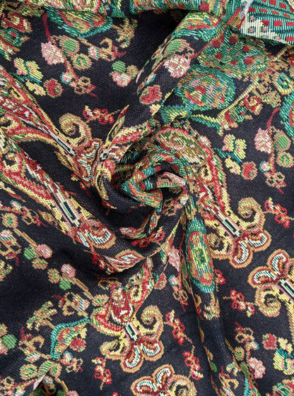 Tache Elegant Black Ornate Paisley Woven Tapestry Tablecloth (18192)