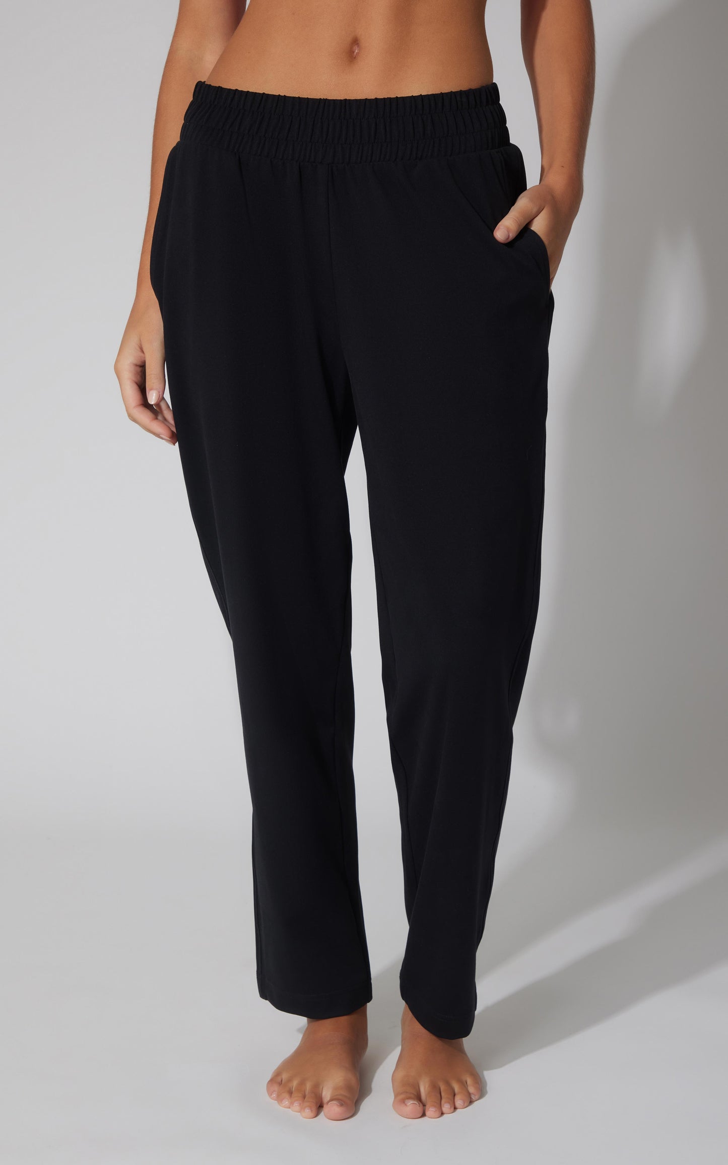 Lux Straight Leg Pant w Elastic Waist- Our Cafe Story