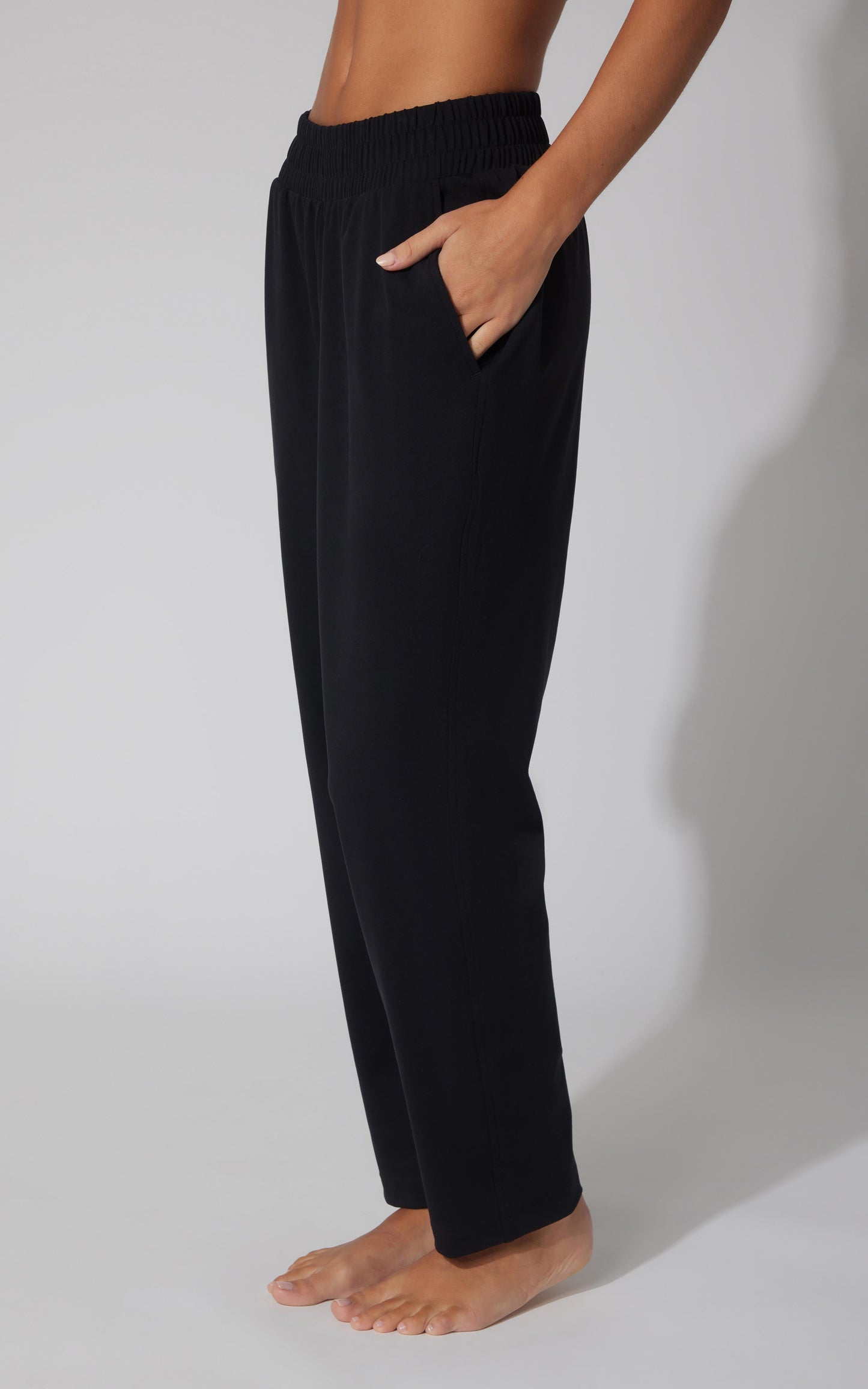 Lux Straight Leg Pant w Elastic Waist- Our Cafe Story