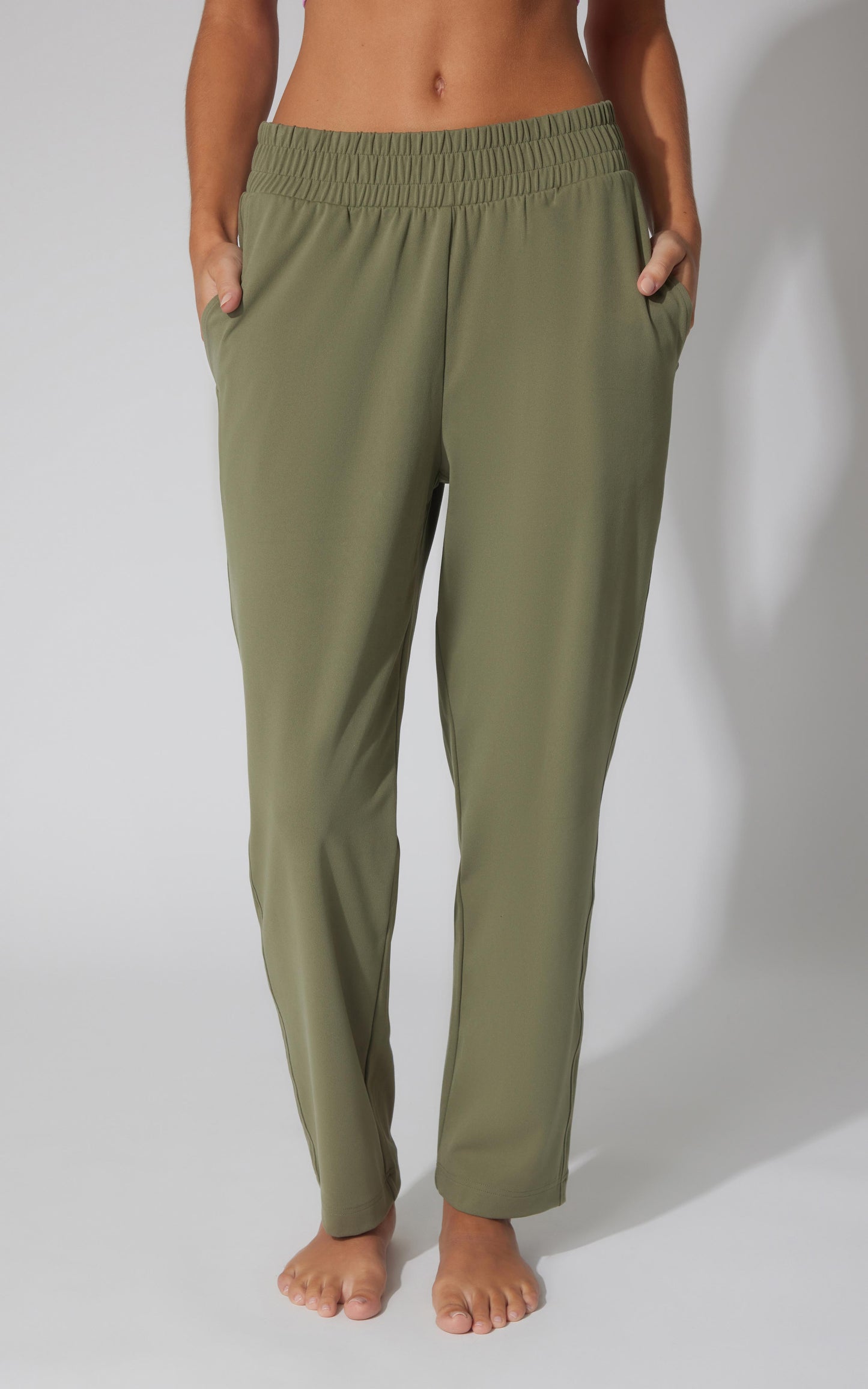 Lux Straight Leg Pant w Elastic Waist- Our Cafe Story