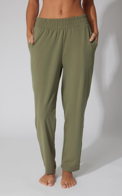 Lux Straight Leg Pant w Elastic Waist- Our Cafe Story