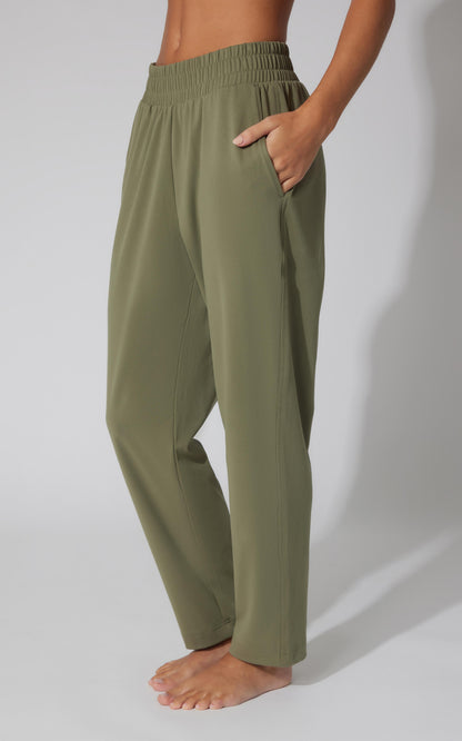Lux Straight Leg Pant w Elastic Waist- Our Cafe Story