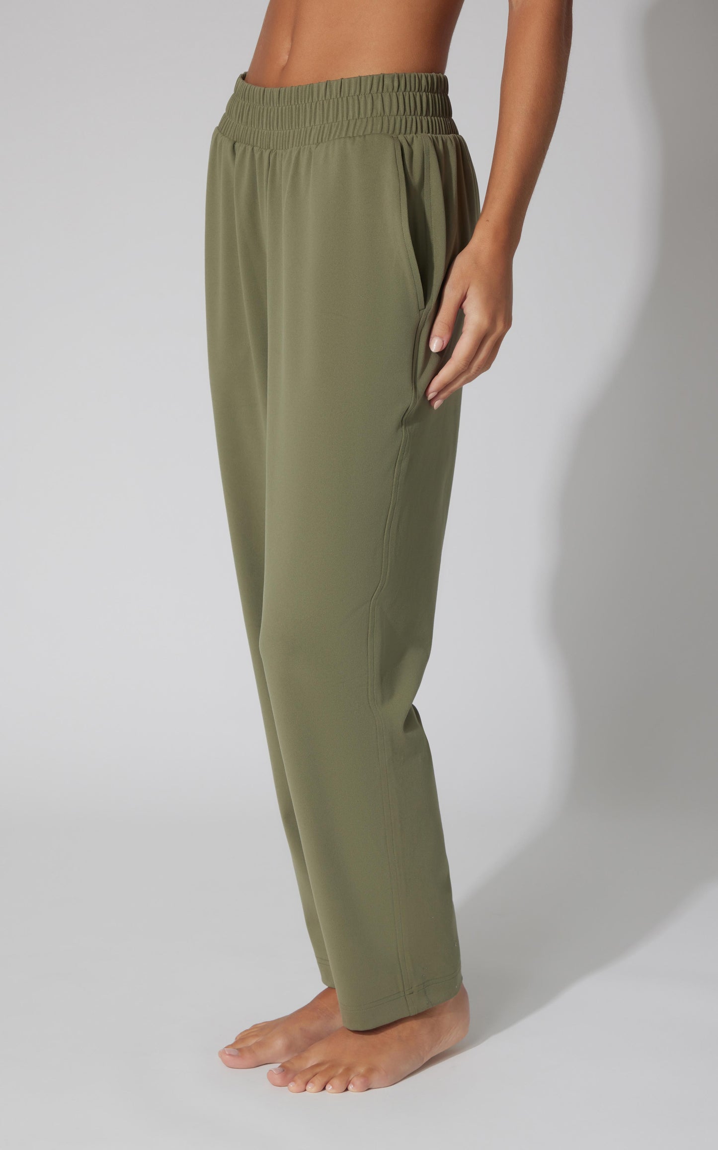 Lux Straight Leg Pant w Elastic Waist- Our Cafe Story