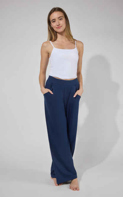 Lux Park Ave Wide Leg Pleated Pant W/ Side Pockets