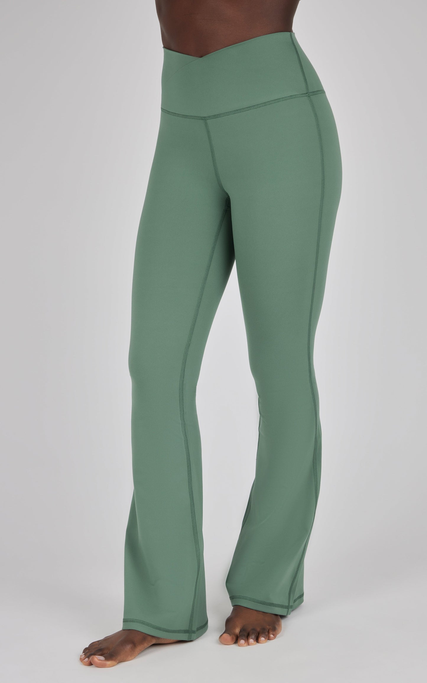 Lux Madison Crossover Elastic Free Waist Flare Leg Pant - Our Cafe Story