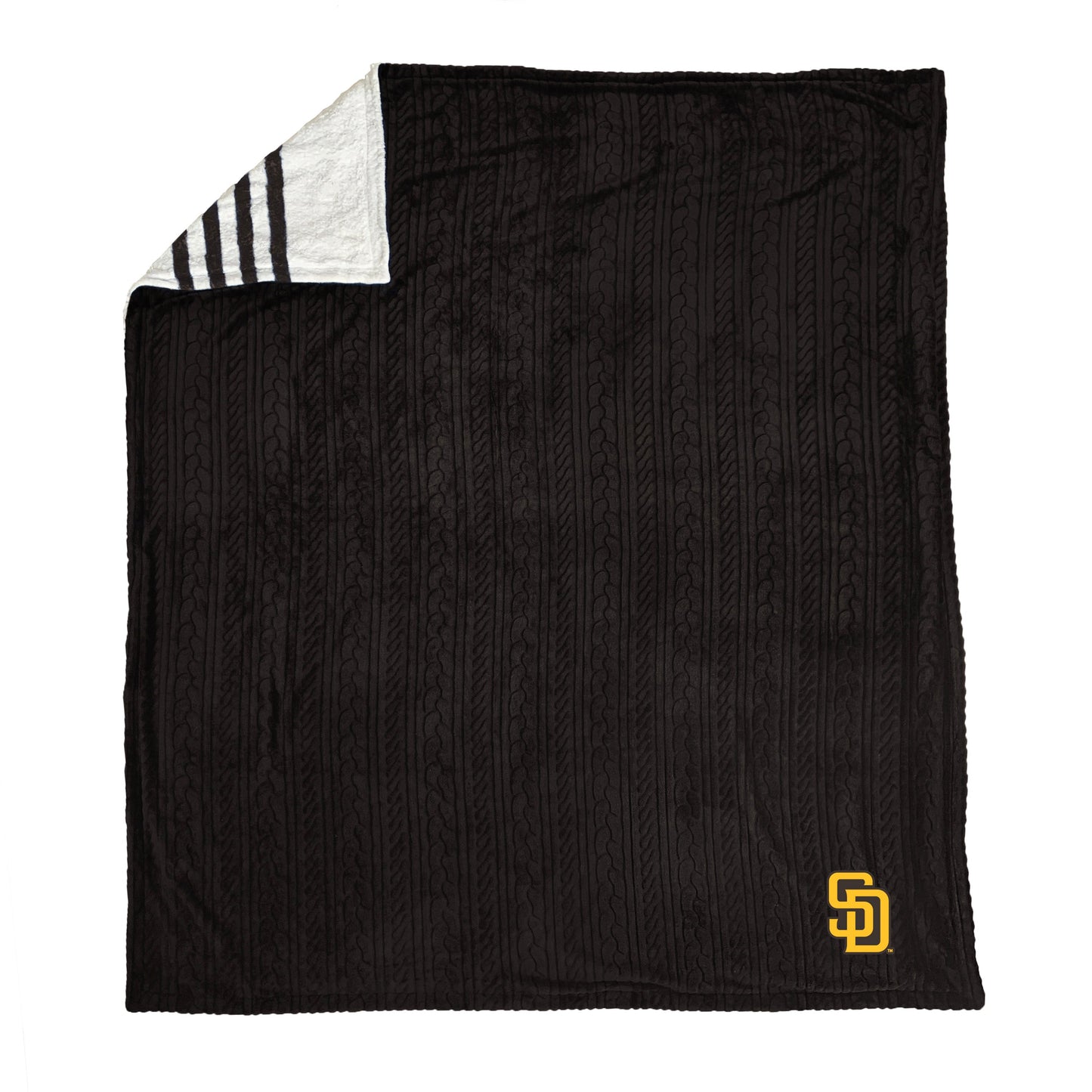 San Diego Padres MLB Embossed Knit 60" X 70" Sherpa Stripe Blanket W/ Embroidered Patch