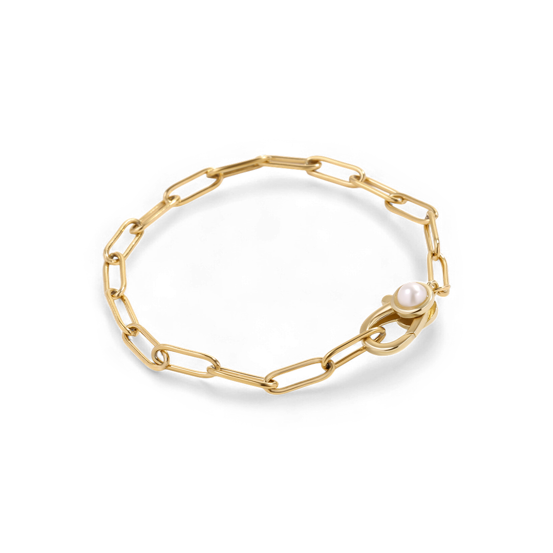 Mint & Lily Paperclip Bracelet with Pearl Accent
