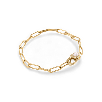 Mint & Lily Paperclip Bracelet with Pearl Accent
