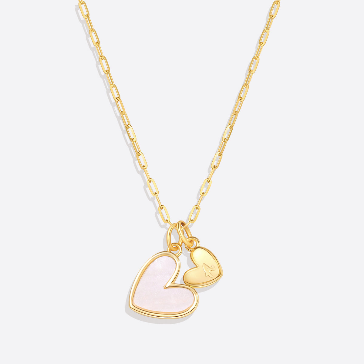 Mint & Lily Mother Of Pearl Heart Initial Necklace
