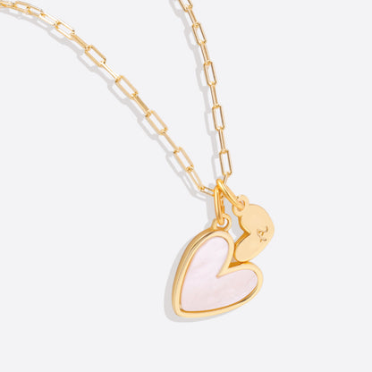 Mint & Lily Mother Of Pearl Heart Initial Necklace