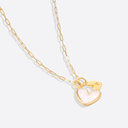 Mint & Lily Mother Of Pearl Heart Initial Necklace