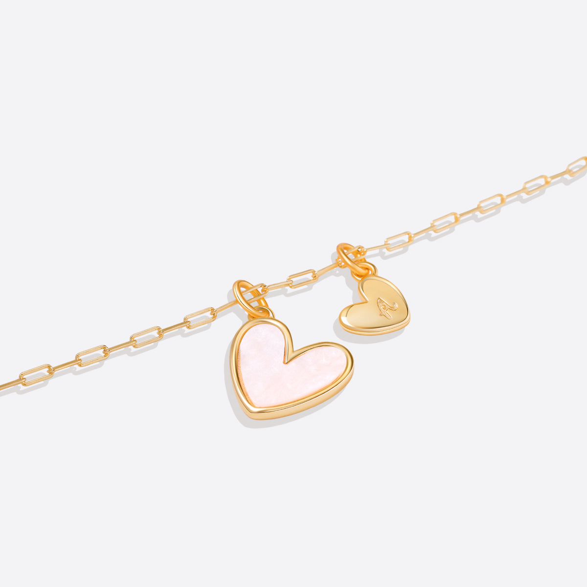 Mint & Lily Mother Of Pearl Heart Initial Necklace