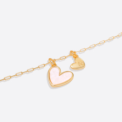 Mint & Lily Mother Of Pearl Heart Initial Necklace