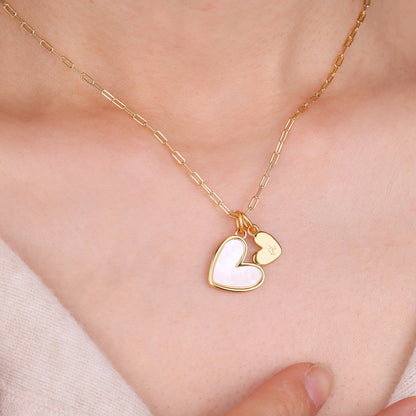 Mint & Lily Mother Of Pearl Heart Initial Necklace