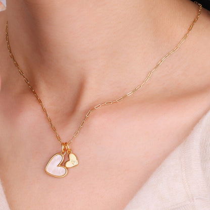 Mint & Lily Mother Of Pearl Heart Initial Necklace