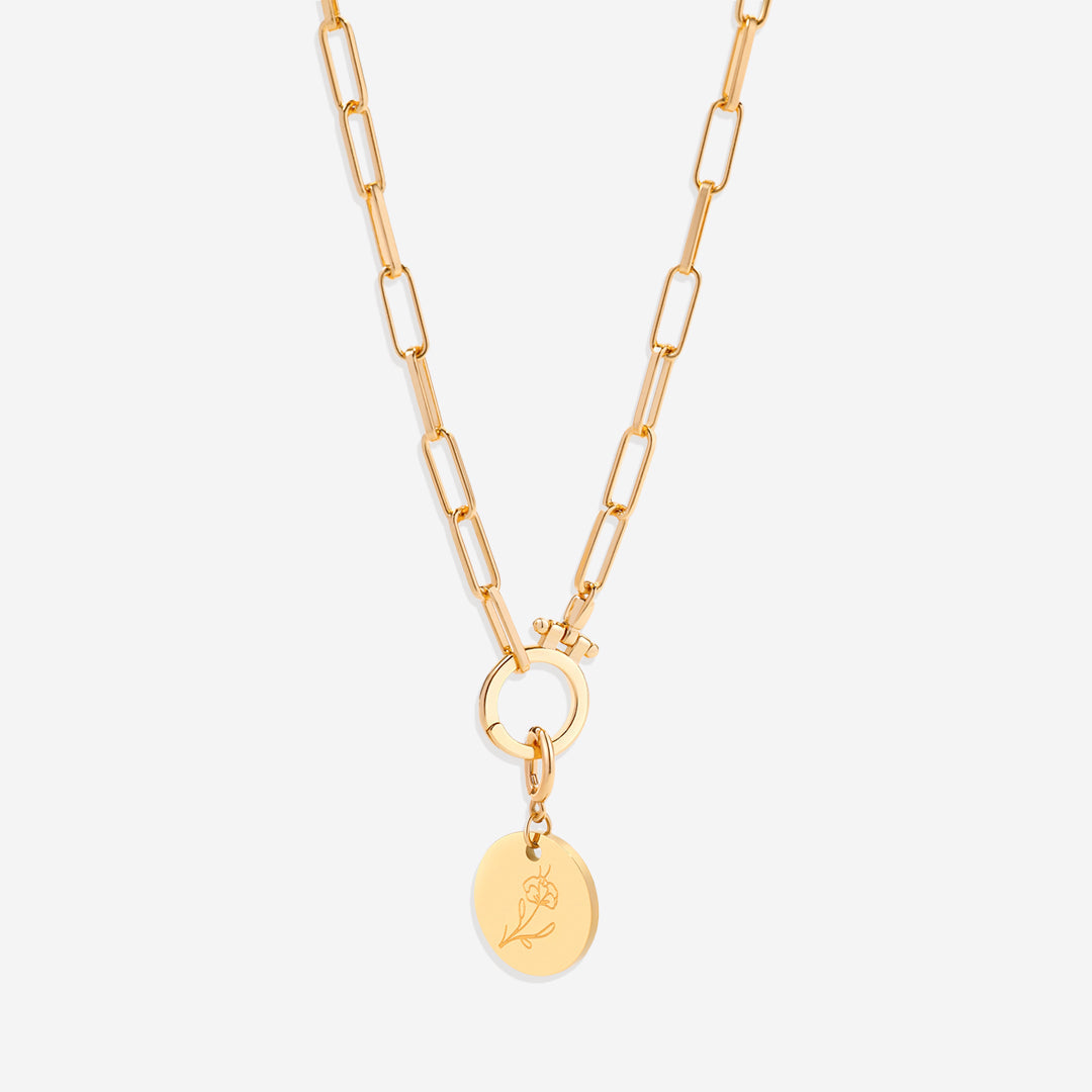Mint & Lily Engraved Birth Flower Disc Charm