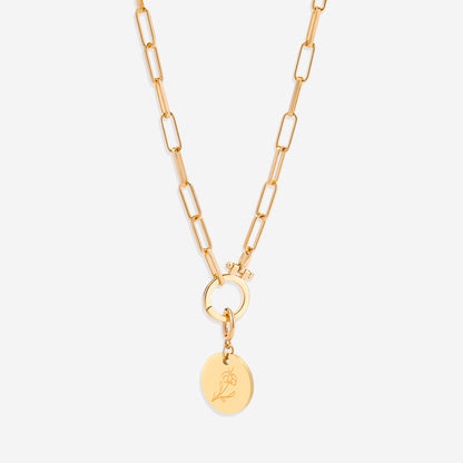 Mint & Lily Engraved Birth Flower Disc Charm