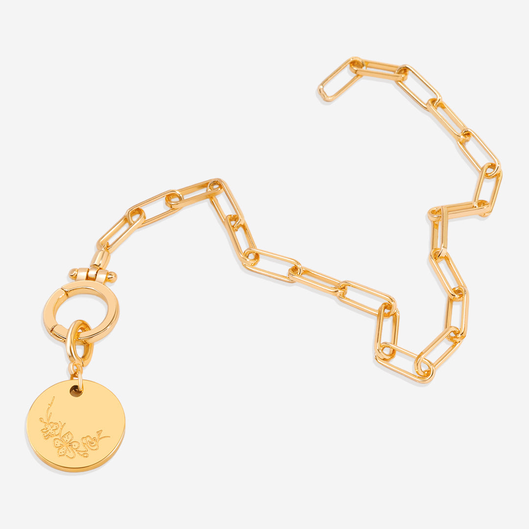 Mint & Lily Engraved Birth Flower Disc Charm