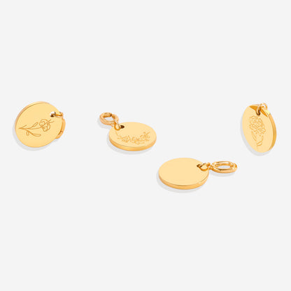 Mint & Lily Engraved Birth Flower Disc Charm