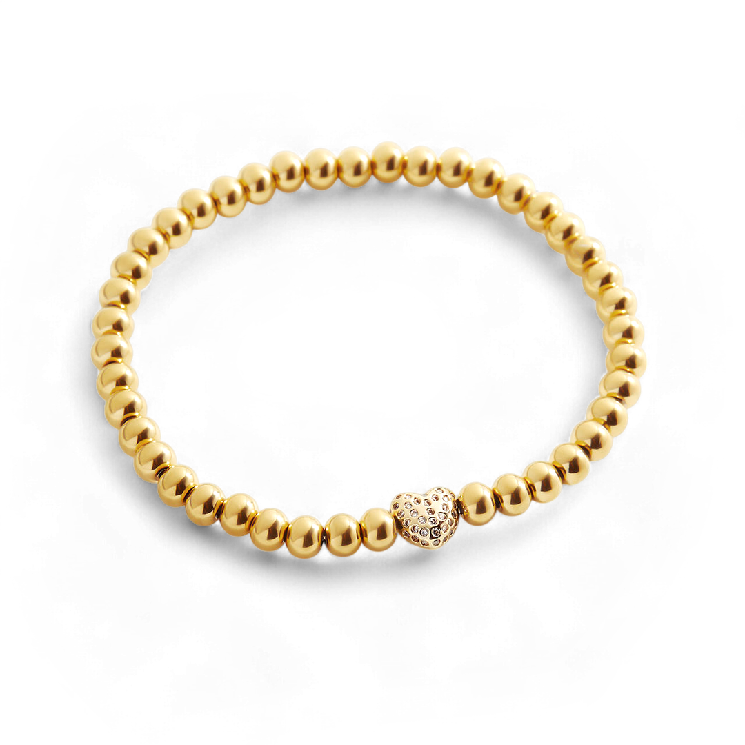 Mint & Lily Pave Heart Gold Beaded Bracelet