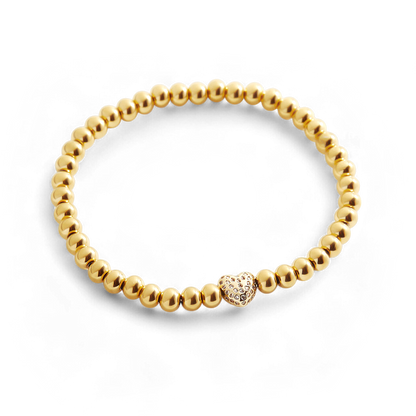 Mint & Lily Pave Heart Gold Beaded Bracelet