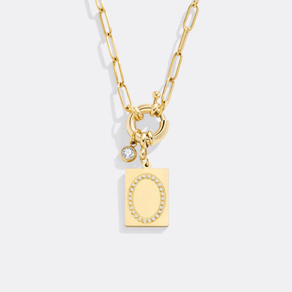 Mint & Lily Pave Initial Pendant Necklace with Paperclip Chain