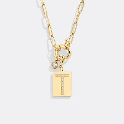 Mint & Lily Pave Initial Pendant Necklace with Paperclip Chain