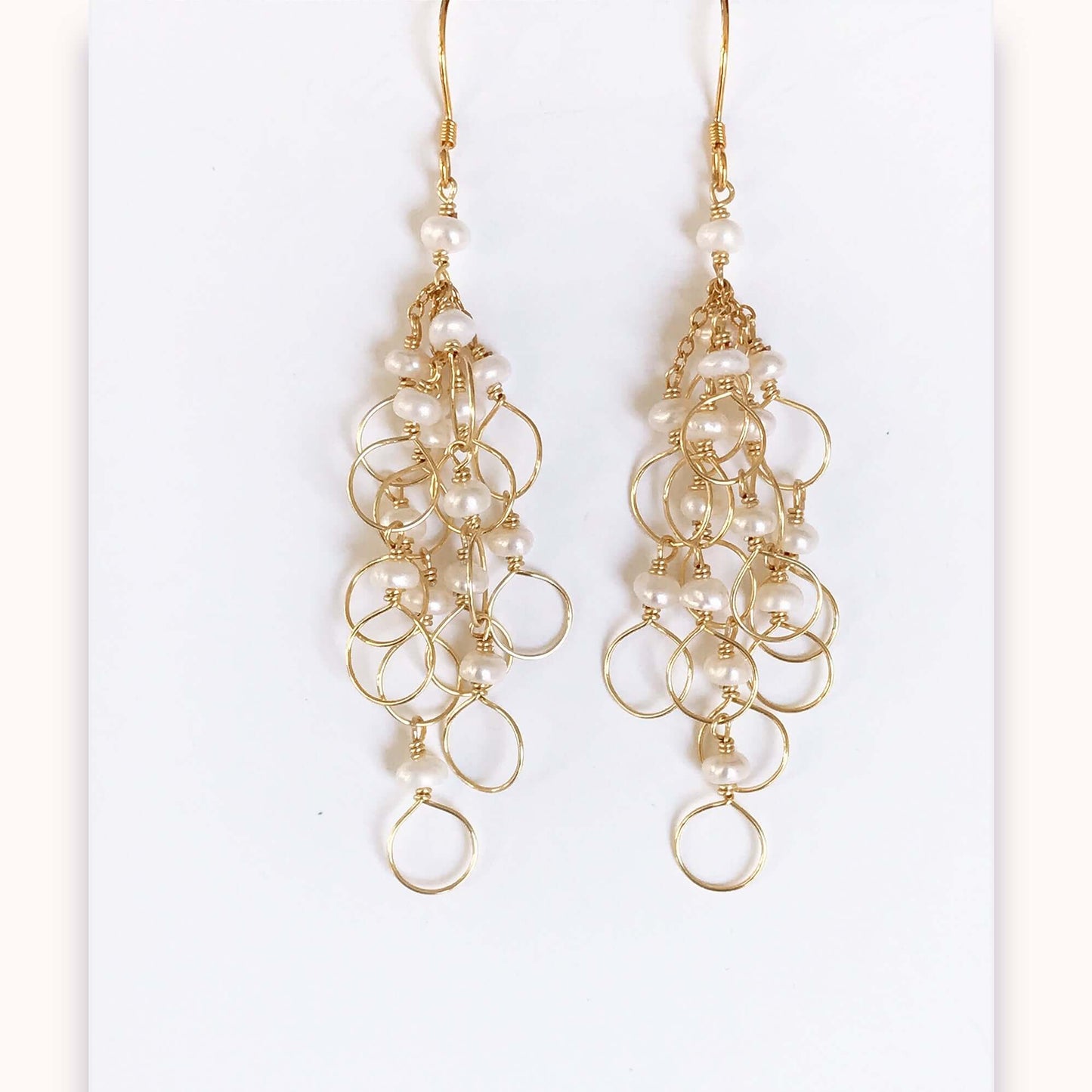 Clear Quartz Gold Chain Loop Earrings