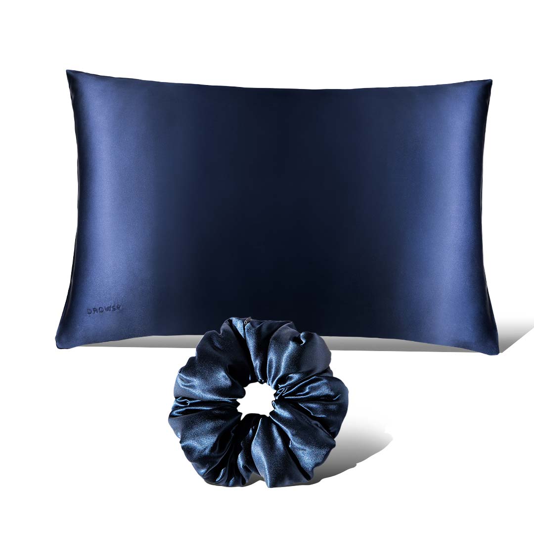 Drowsy Sleep Co. Pillowcase + Scrunchie - Midnight Blue