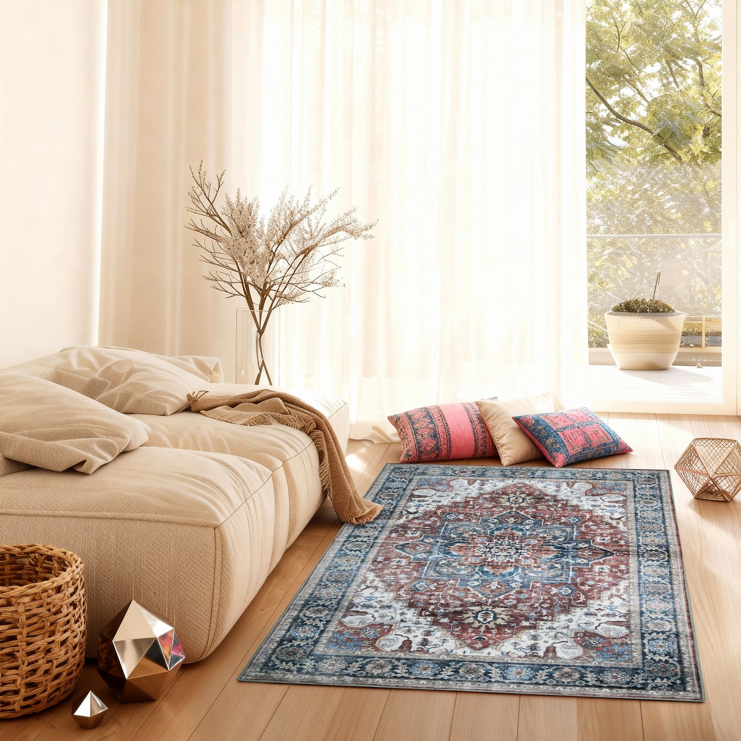 Kathy Ireland Soft Brushed Flannel Washable Rug With Latex Back