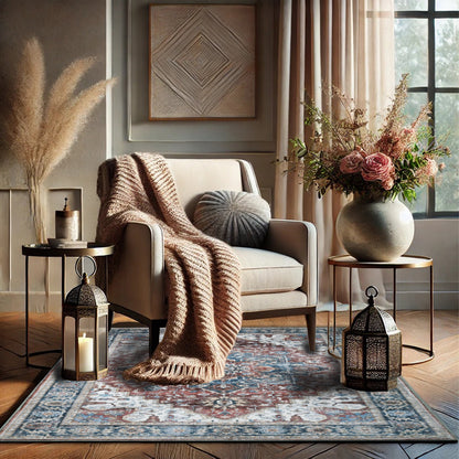 Bibb Home Washable Flannel Printed Accent Rug With Latex Back 1-2 Pack  24x36