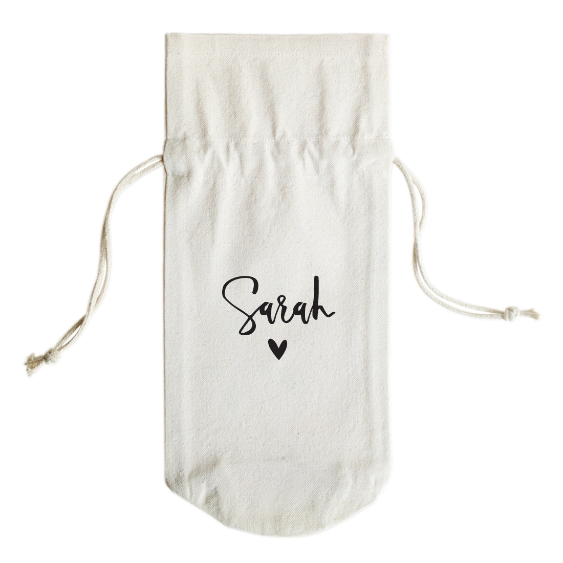 The Cotton and Canvas Co. Personalized Name with Heart Canvas Wine Bag