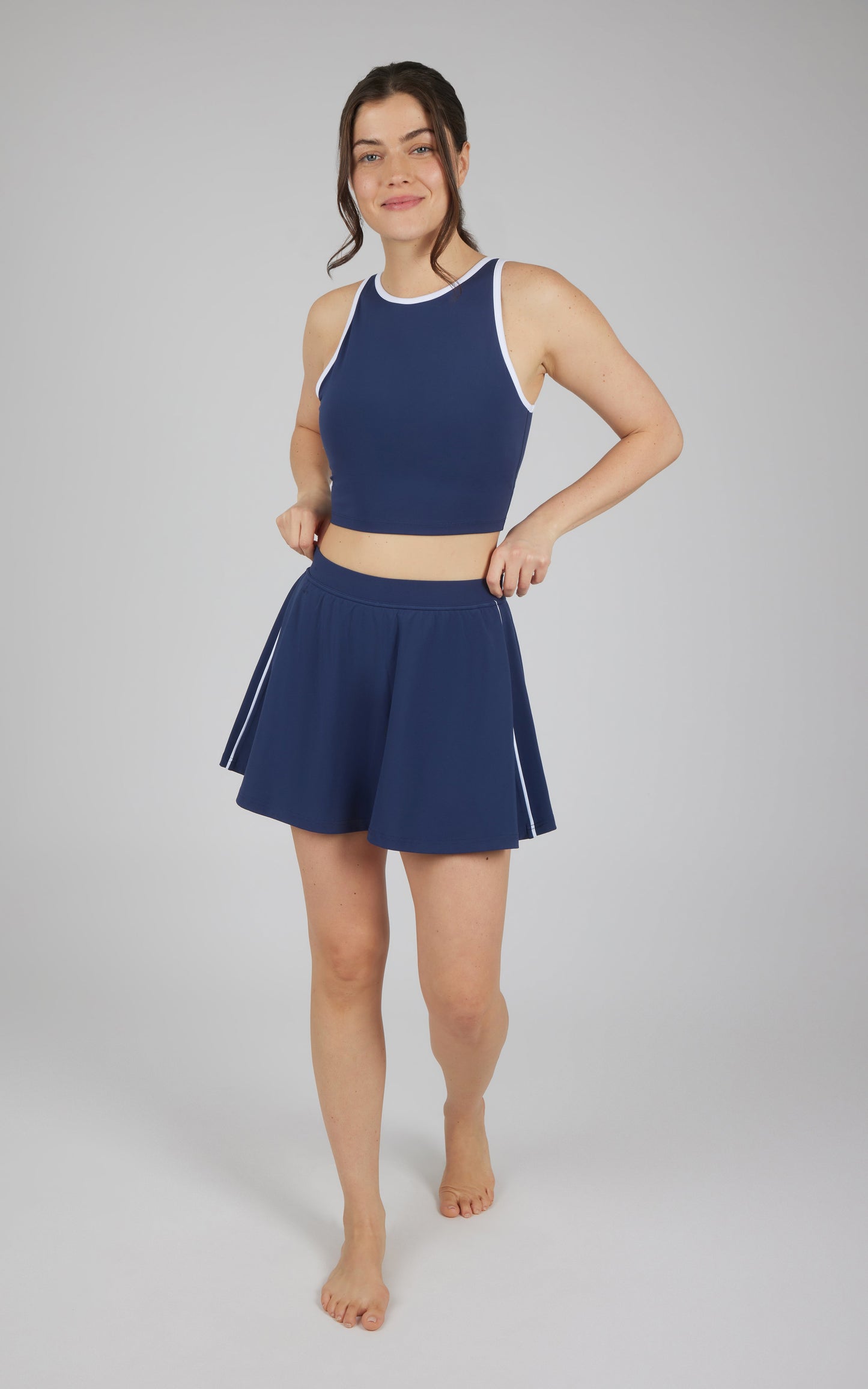 2 PC Nude Tech Tank and Skort Set