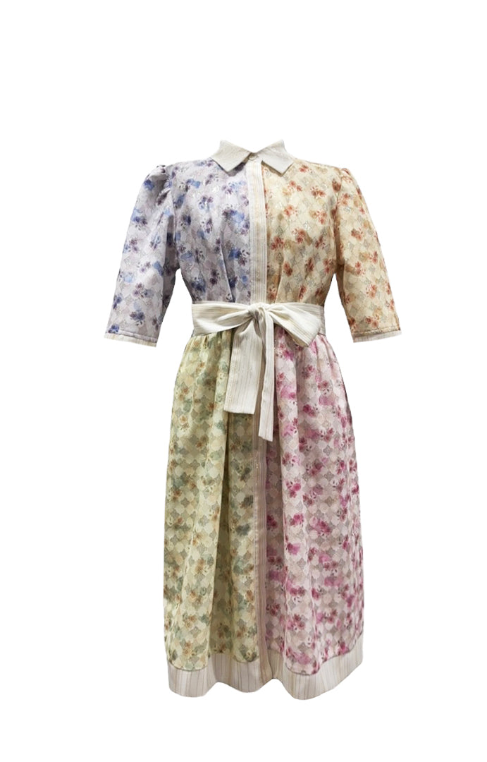Pastel Colorblock Belted Dress