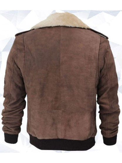 Pierson G1 Bomber Men’s Leather Brown Shearling Collar Jacket