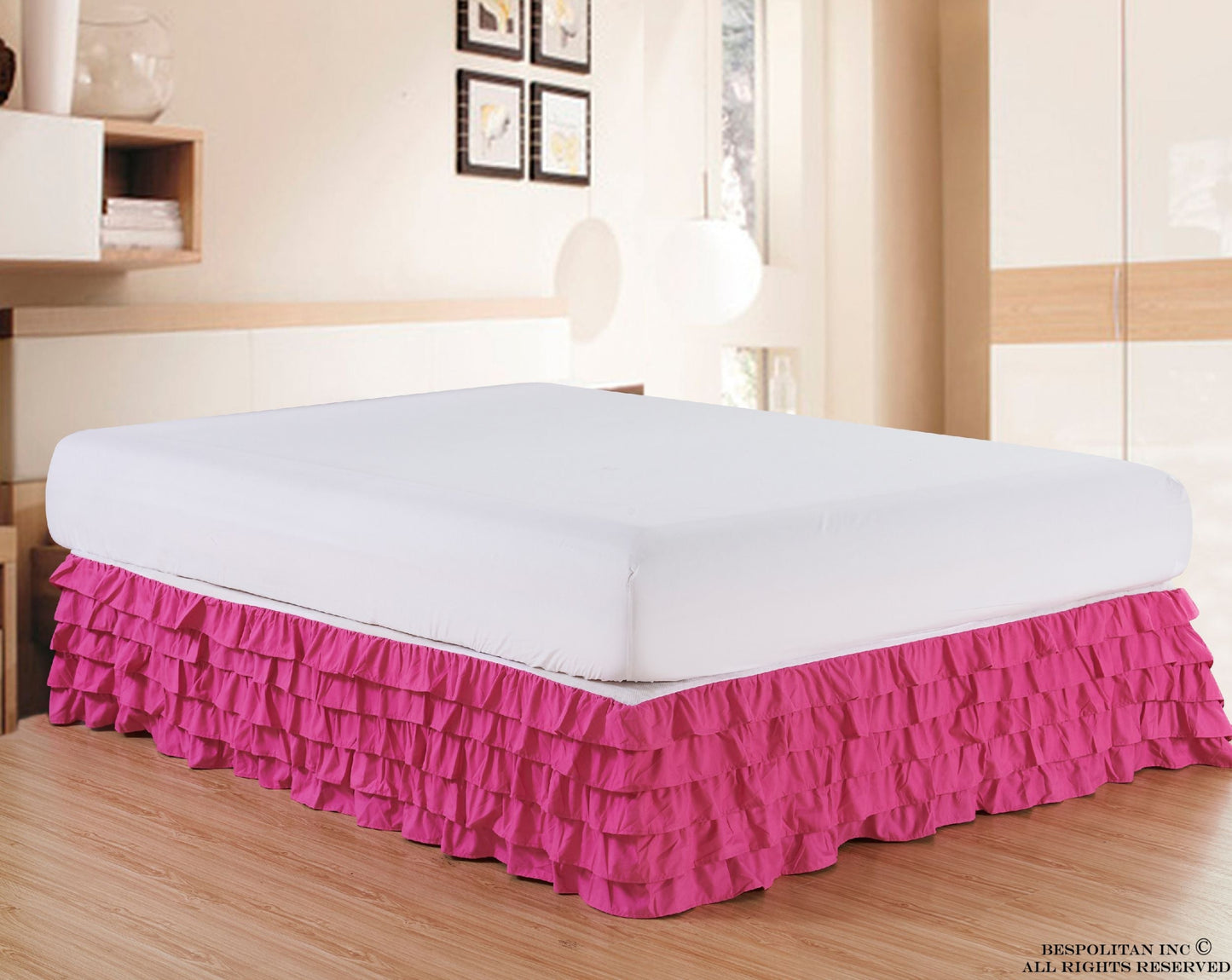 Mocassi Luxurious 1500 Series Egyptian Quality Microfiber 1-Piece Multi-Ruffle Bed Skirt 15 inch Drop