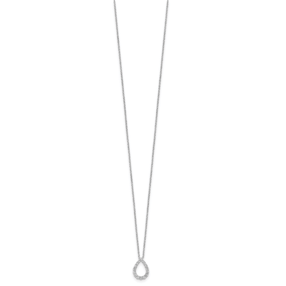 14K White Gold Lab Diamond Open Teardrop Pendant Necklace