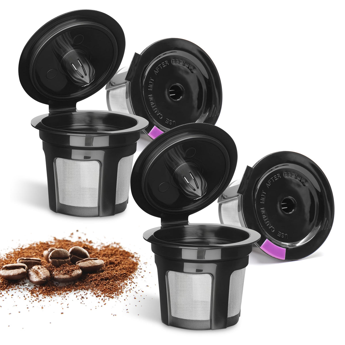 Waloo Home Reusable Single Serve Coffee K-Cup - Compatible with Keurig Coffee Brewers - Universal Coffee Filters - Eco-Friendly Stainless Mesh Refillable Pods - Dishwasher Safe