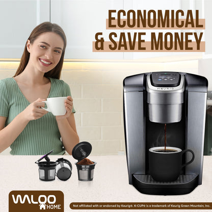 Waloo Home Reusable Single Serve Coffee K-Cup - Compatible with Keurig Coffee Brewers - Universal Coffee Filters - Eco-Friendly Stainless Mesh Refillable Pods - Dishwasher Safe