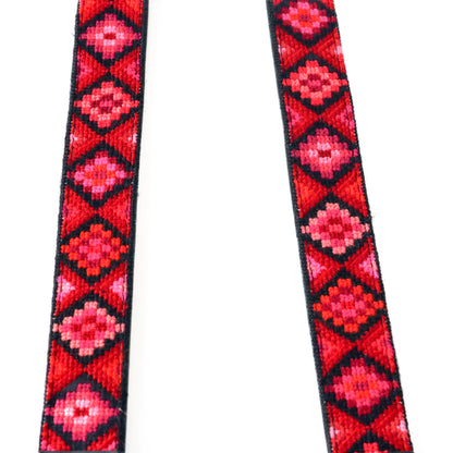 Mai Woven Bag Strap - Poppy with Leather